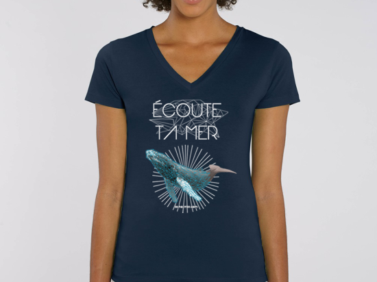 T-Shirt V - Baleine - Femme