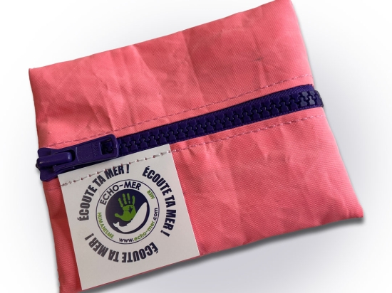 Porte-Monnaie Rose Corail en Voile Recyclée