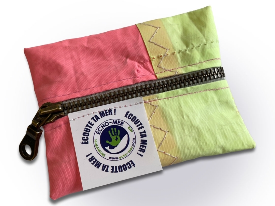 Porte-Monnaie Bicolore Rose-Jaune Fluo en Voile Recyclée
